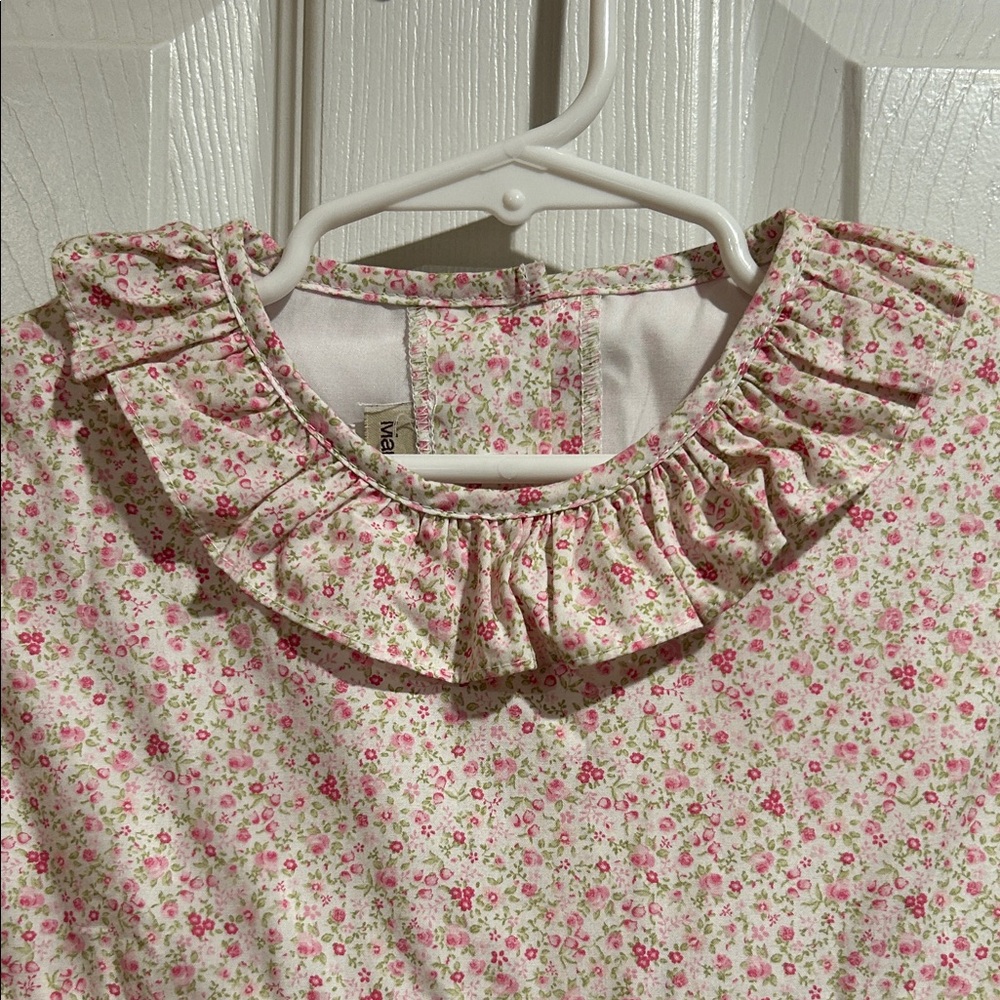 Marco & Lizzy Smocked Embroidered Pink Patterned Dress with Ruffle Collar - Picture 5 of 7